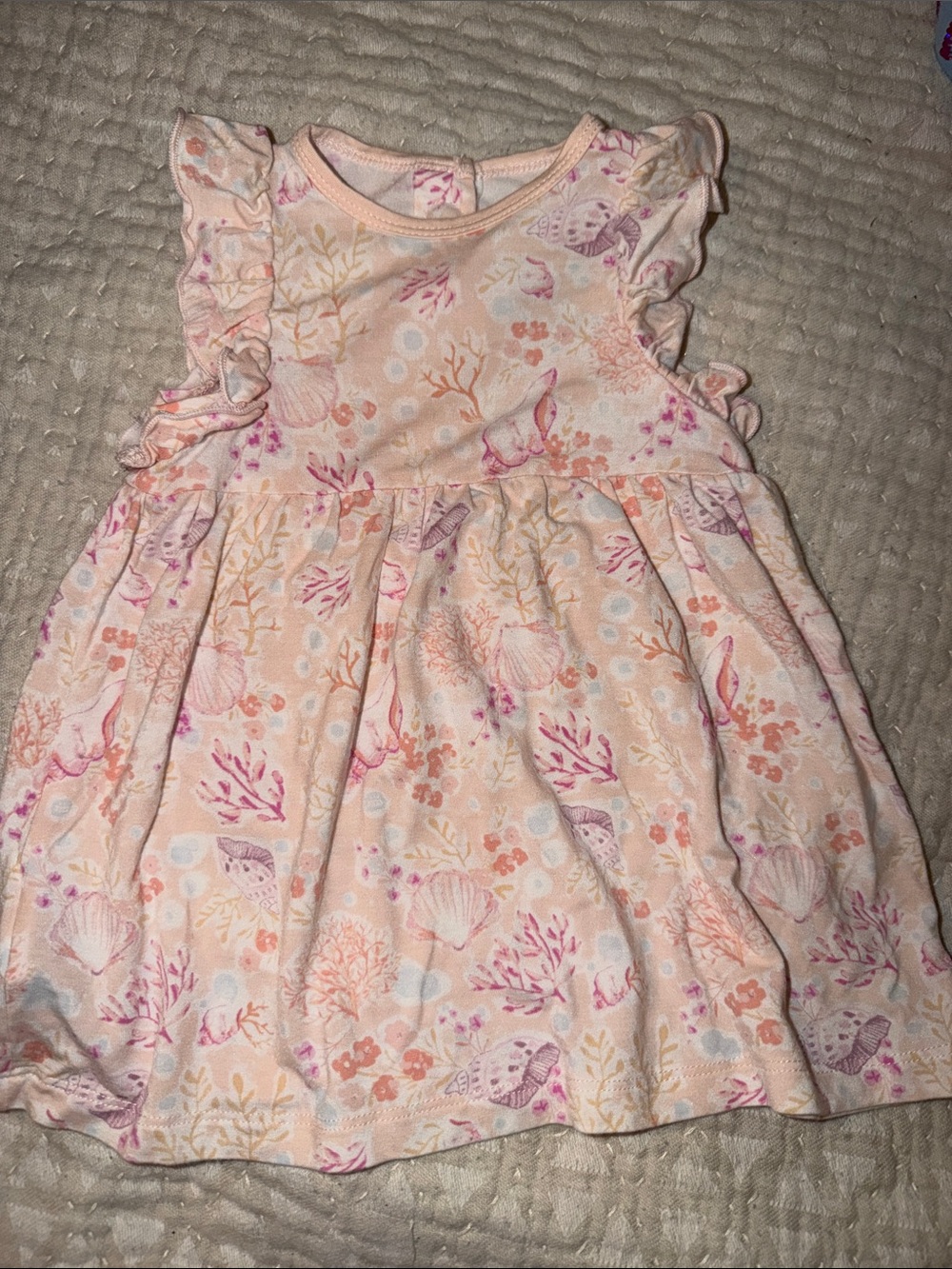 Magnetic Me - Girls Pink Shell Print Ruffle Dress 3-6m